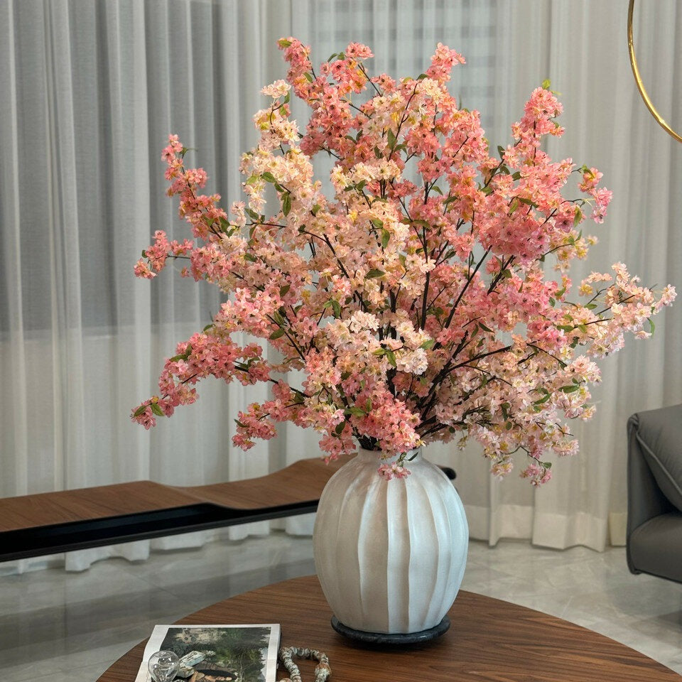 Astoria vase with pink cherry blossoms
