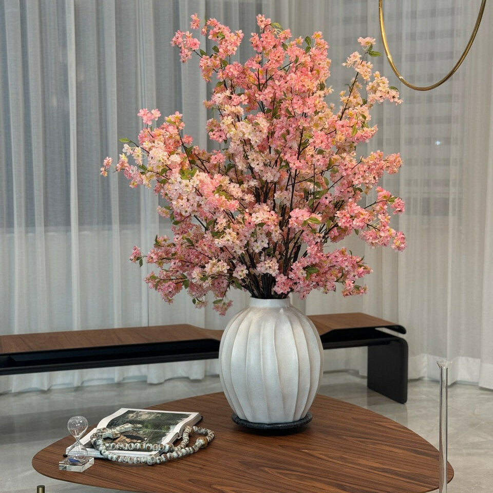 Astoria vase with pink cherry blossoms